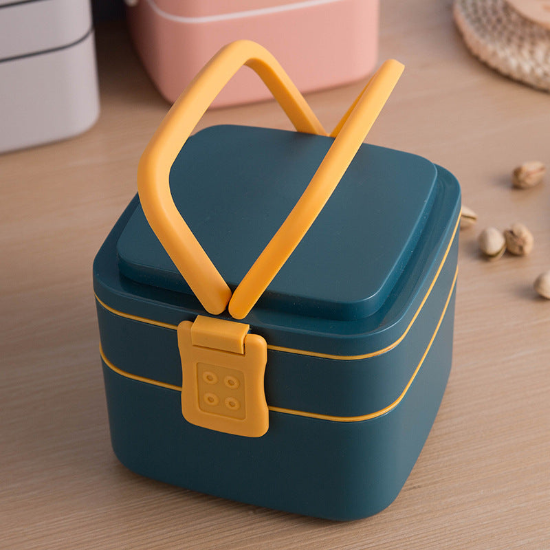Double-layer portable Bento Thermal Insulated  lunch box with lid.
