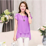 New Summer Women Blouse Loose Shirt O-Neck Chiffon Blouse Female Short Sleeve Blouse Plus Size 5XL Shirts Tops