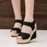 Platform High Wedge Sandals Plain Work sandals for women