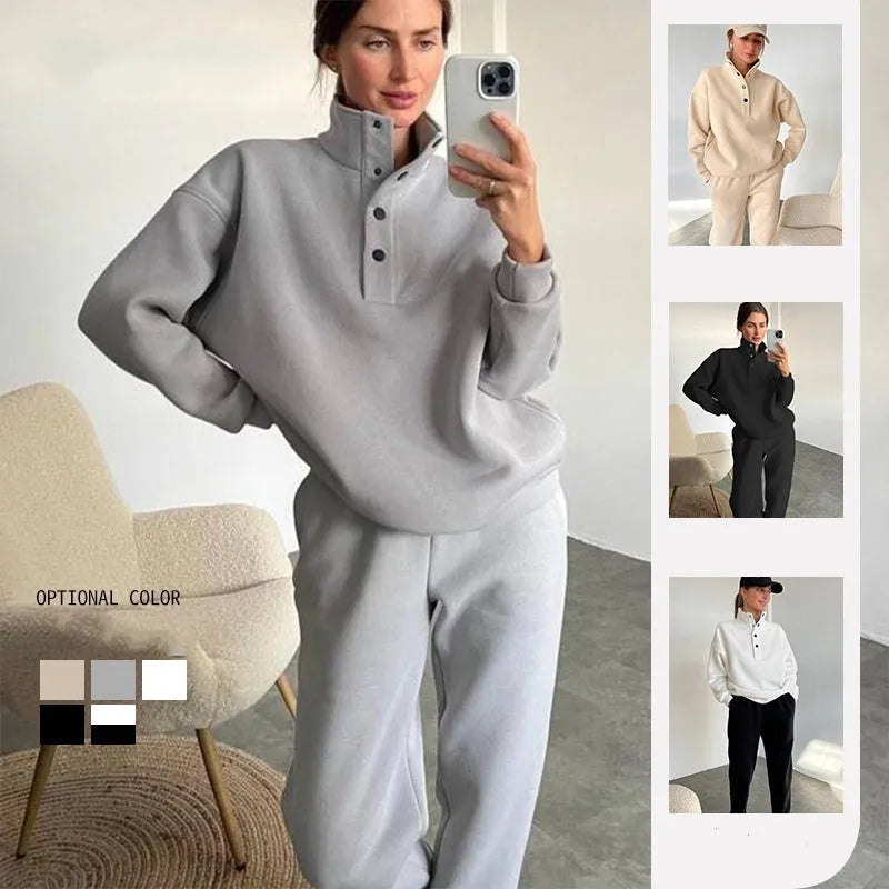 Übergroße solide lässige Pullover Langhaut -Set warmer Hoodie New Tracksuit Anzug Mode -Heuchen -Sets für Frauen 2 Stücke Jogger für Frauen