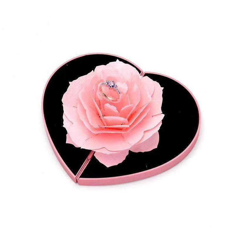 3D Love Box Heart-shaped Rose Flower Rotating Ring Box Valentines Day Gift - EX-STOCK CANADA