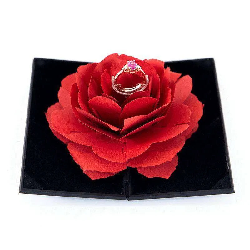 3D Love Box Heart-shaped Rose Flower Rotating Ring Box Valentines Day Gift - EX-STOCK CANADA