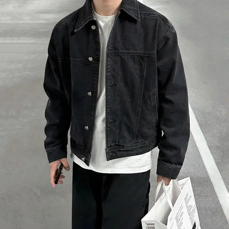 Männer schwarze Jeansjacke von Herren, die kurze Top schwarze Jeansjacke für Männer