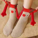 Medias de Navidad Autumn Winter Cotton Magnet Lodestone Hand Tube Socks