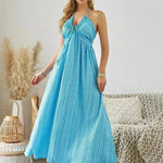 Vestido bohemio halter maxi - vestido de playa sin mangas sin mangas de verano para mujeres