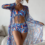 3pcs Pring Bikini With Long Sleeve Cardigan Fashion Summer Beach Swimsuit Women - EX-STOCK CANADA