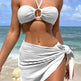 3pcs Solid Color Stripe Swimsuit Sexy Summer Beach Bikini Set Womens Clothing - EX-STOCK CANADA