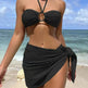 3pcs Solid Color Stripe Swimsuit Sexy Summer Beach Bikini Set Womens Clothing - EX-STOCK CANADA