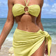 3pcs Solid Color Stripe Swimsuit Sexy Summer Beach Bikini Set Womens Clothing - EX-STOCK CANADA