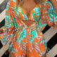 3pcs V-neck Swimsuit Suits Summer Leaf Print Waist-tie Bikini Fashion Long-sleeved Beach Sun-protection Clothing Womens - EX-STOCK CANADA