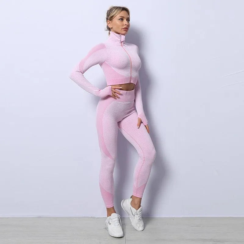 3PCS Yoga Set Seamless Sport Set Women Gym Clothing Leggings Women Crop Top Sports Bra Women Fitness Gym Set Womens Outfits Tracksuit - EX-STOCK CANADA