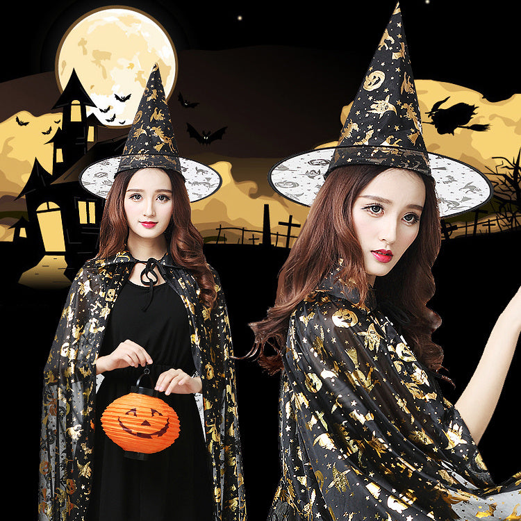 Halloween Witch Costume Witch  Wizard Cloak set Witch Cape and Hat