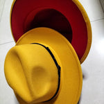 European And American Popular Woolen Top Color Matching Flat Brim Fedora Jazz Hat