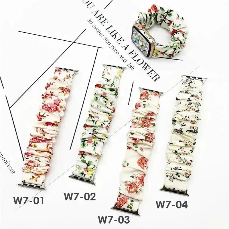 Frauen austauschbar nähen florales elastisches Haarbandband Armband für iWatch