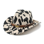 Western Style Camo Cowboy Hat Woolen Felt Cow Pattern Big Brim Wide Brim Denim Top Hat Camouflage Cowboy Cowgirl Hat