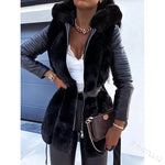 New Style Fur Belt Belt Hooded Zipper vest sleeveless Winter Jacket for women