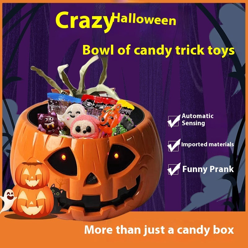 Electric Halloween Pumpkin candy bowl trick toys kids gift