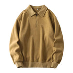 Autumn Winter Fashion Lapel Half-zip fleece Sweatshirt Pullover tops for Men