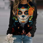 Mujeres sudadera con estampado de halloween de manga larga Top de invierno