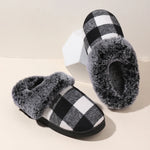 Winter Warm Plaid Plush Slippers Home Indoor Non-slip Bedroom Floor Soft Fuzzy Slipper For Couple Fashion Solid House Shoes