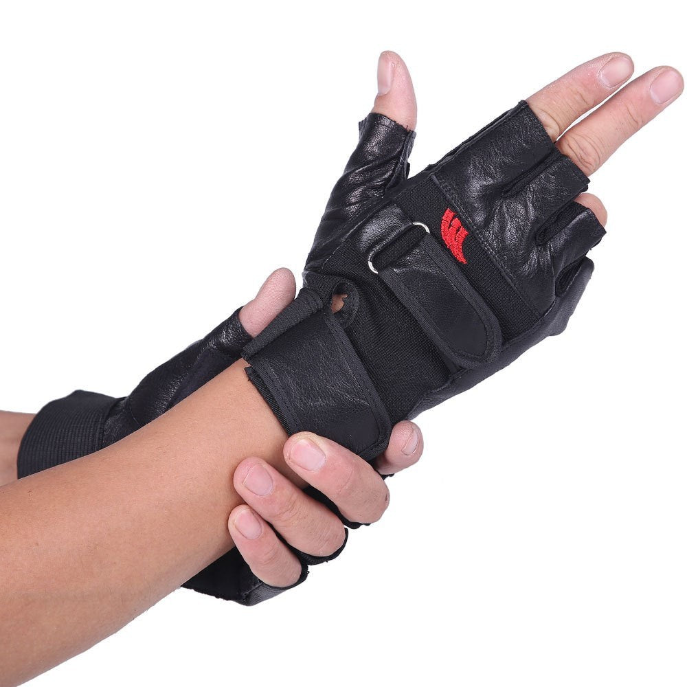 Men's  PU Leather Motorcycle Riding Weight Lifting Gym Workout Outdoor Fingerless Glove
