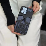 Luxury 3D Skull Metallic Glossy Gothic Phone Case compatible wit Apple