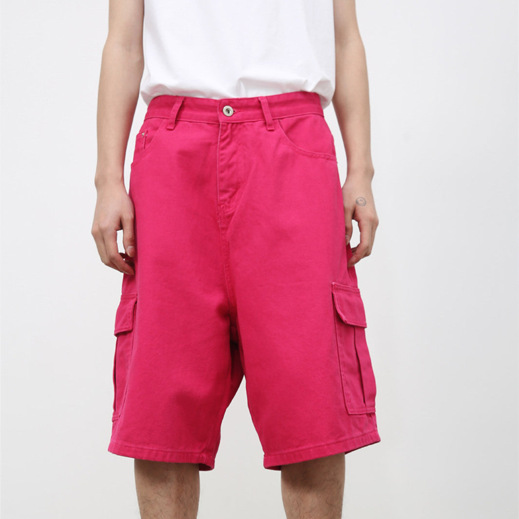 Denim Summer New Straight Wide-leg Workwear Denim Shorts Men's Loose Leisure All-matching Shorts