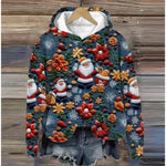 Print Christmas Holiday Casual Hoodie Sweater Pullover