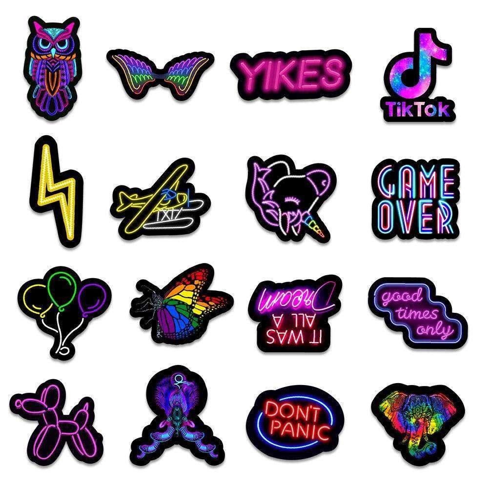 50 New Neon Stickers Car Trunk Phone Water Cup Decoration Stickers - EX-STOCK CANADA