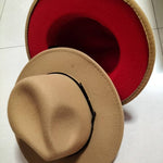 European And American Popular Woolen Top Color Matching Flat Brim Fedora Jazz Hat