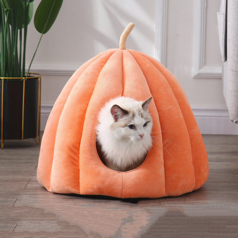 Pumpkin Nest Plush Plushing Pet Inside Pumpkin Pumpkin Fluffy Decorative Divano Cuscino Cuscino Cuscino morbido Toys Pumpkin Pet Pet Halloween Inverno Cuscino