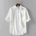 Men's Linen Stand Collar Loose Shirt