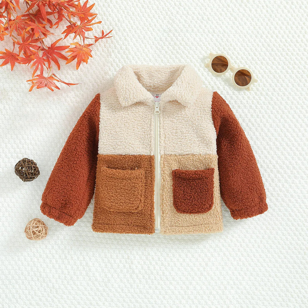 Nuova cerniera per bambini con cerniera polar sherpa pile winter jache