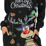 Women's Long-sleeved Christmas Hoodie Sweatshirt Dress Winter