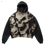 Men Skull Gothic Vintage Hoodie Sweatshirt Pullover top