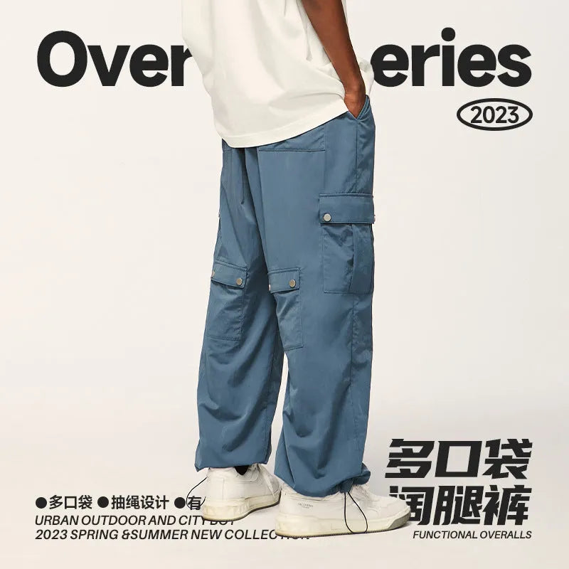 Multi-Pocket Workwear Wide-leg Pants Light And Smooth Casual Cargo Pants