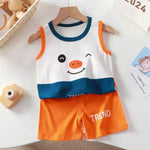 New Vest Suit Cotton Sleeveless Boy Summer Clothing Vest Two-piece Set  for boys