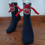 Medias de Navidad Autumn Winter Cotton Magnet Lodestone Hand Tube Socks