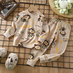 Unisex Children's Two piece Sleepwear Cotton Autumn Clothes Long Johns Pajamas for Kids