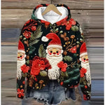 Print Christmas Holiday Casual Hoodie Sweater Pullover