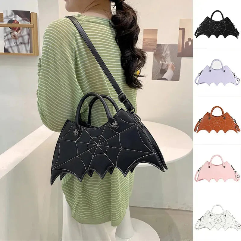 Halloween Spider Web Shape Golle Personality Batgirl Tide PU Borse Fashoin Messenger Crossbody Borsa