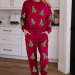 Women's Christmas sweatsuit Sequins Long Sleeve Pants Two-piece Set Fashion Casual Set