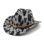 Western Style Camo Cowboy Hat Woolen Felt Cow Pattern Big Brim Wide Brim Denim Top Hat Camouflage Cowboy Cowgirl Hat