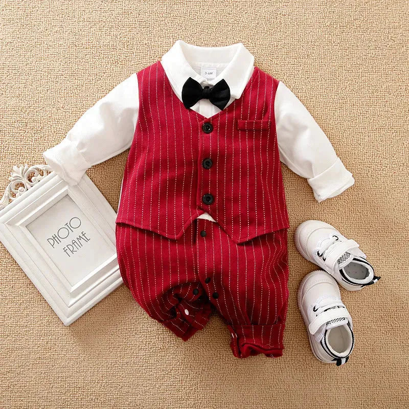 Nouveau-né petit garçon gentleman robeper costume bébé garçon vêtements bébé garçon tenues