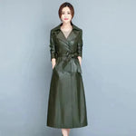 Slim fit Long Sleeve Leather Blazer Dress formal Winter dress