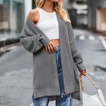 Solid color Loose Cashmere Long Cardigan sweater Jacket for women