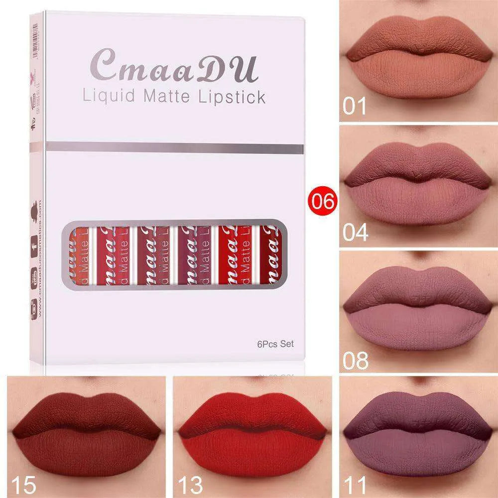 6 Boxes Of Matte Non-stick Cup Waterproof Lipstick Long Lasting Lip Gloss - EX-STOCK CANADA