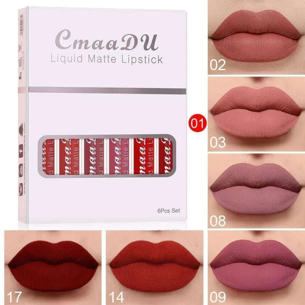 6 Boxes Of Matte Non-stick Cup Waterproof Lipstick Long Lasting Lip Gloss - EX-STOCK CANADA