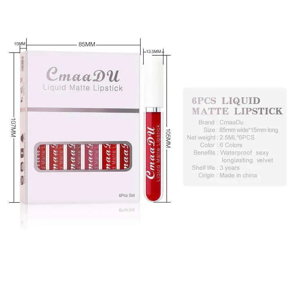 6 Boxes Of Matte Non-stick Cup Waterproof Lipstick Long Lasting Lip Gloss - EX-STOCK CANADA