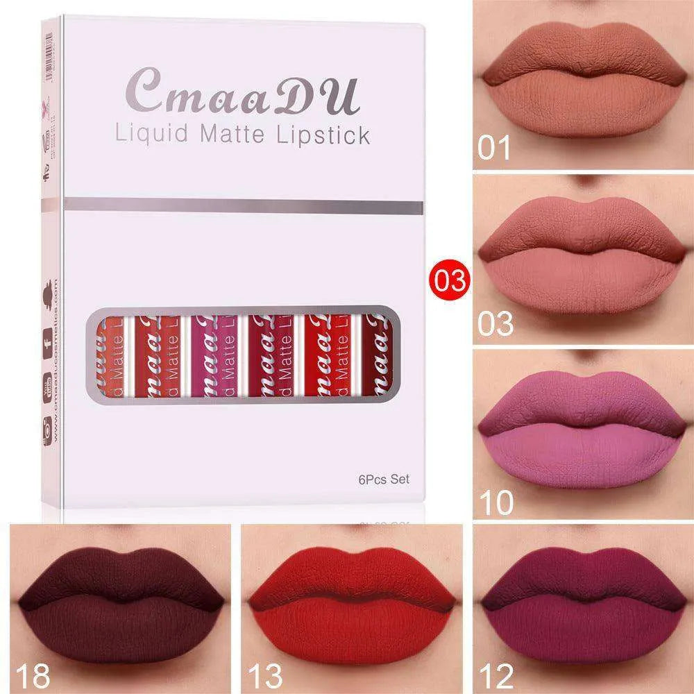 6 Boxes Of Matte Non-stick Cup Waterproof Lipstick Long Lasting Lip Gloss - EX-STOCK CANADA